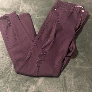 Fashion Nova Ripped Dark Purple Skinny Jeans